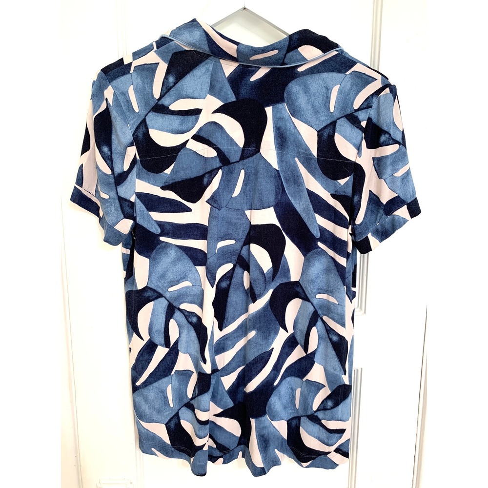 Soma Cool Nights Piped Short Sleeve Notch Collar Pajama Set Tropical Blue Size M - Picture 10 of 16